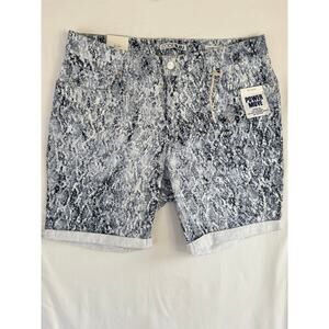 Classic Bermuda stretch denim snakeskin print short
